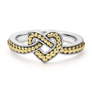 LAGOS Beloved Small Two-Tone Heart Knot Ring, size 7, preloved